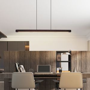 Lampadario a Sospensione LED Moderno da 51 Pollici in Legno di Noce, Lampada Regolabile per Sala da Pranzo e Soggiorno, Elegante Chandelier Color Noce - Product Image 5