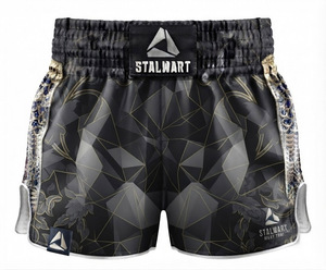 กางเกงมวยไทย MMA แบบสั่งทำพิเศษ STALWART IMPEX สีแดงดำ ลายมังกร ยืดหยุ่นสูง แห้งเร็ว ทนทาน เป็นมิตรกับสิ่งแวดล้อม ผลิตจากโพลีเอสเตอร์ - Product Image 5