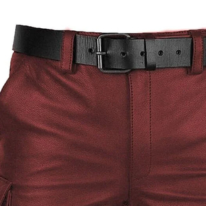 Shorts cargo rouges pour hommes, taille mi-haute, fermeture éclair, style décontracté avec poches, tissu respirant - Product Image 6