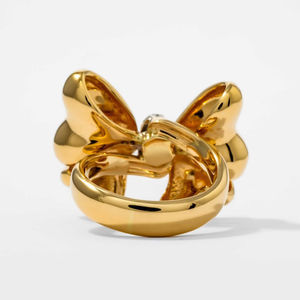 Anillo de Compromiso Minimalista de Oro Amarillo de 14K con Diseño de Lazo, Engaste Pavé, Diamantes Cultivados en Laboratorio de 0.28ct, Certificado IGI, Elegante y Femenino - Product Image 6