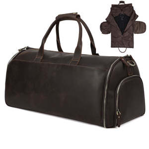 MAKUM Bolsa de Viaje/Deportiva de Cuero Genuino Negro, Unisex, Correa de Hombro Ajustable, Decoración con Cadenas y Cremallera, Ecológica - Product Image 1