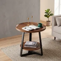 Table basse nordique en fer antique, écologique, simple, petite, ronde, contemporaine, avec plateau en bois SUNWOODD EXPO, meubles de salon