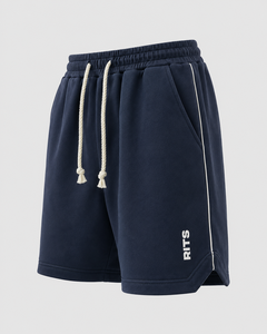 Shorts décontractés RITS pour hommes, noirs, 100 % coton, avec cordon de serrage, imprimé lettres, taille mi-haute, en tissu tricoté respirant, prix abordable - Product Image 5