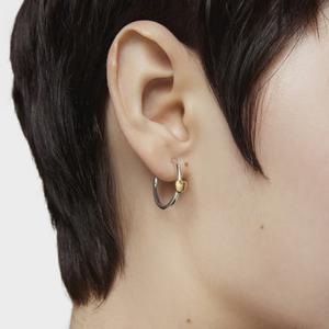 Joyería Minimalista, Pendientes de Aro de Acero Inoxidable Chapados en Oro de 18K, Dos Tonos, con Forma de Corazón, para Uso Diario, Regalo - Product Image 3