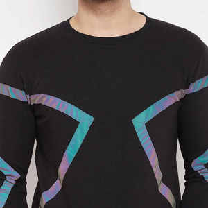 Sweat-shirt noir à col rond pour homme, imprimé géométrique, coupe classique, manches longues, streetwear, pull en tricot, style automne - Product Image 6