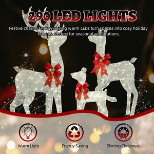 Juego de 3 Renos Navideños Iluminados para Exteriores, Resistentes a la Intemperie, Adornos Decorativos Brillantes - Product Image 2