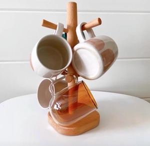 Bamboo and Wood <b>Tree</b>-Shaped Beverage <b>Mug</b> Holder Living Room Cup Storage Rack with No-Drilling Standing Design Freestanding - Product Image 2