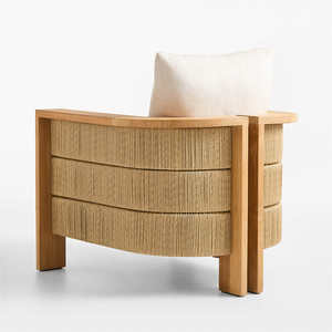 Chaise longue Elina en teck massif de haute qualité avec rotin synthétique pour usage extérieur - Product Image 5