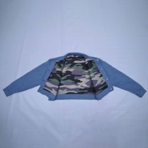 Women's <b>Cropped</b> <b>Denim</b> Trucker <b>Jacket</b> Solid Color Turn-down Collar Full Sleeve Frayed Hem Autumn Casual Coat Long Sleeves Fashion - Product Image 4