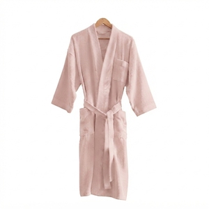 Peignoir en coton éponge pour homme, manches longues, couleur unie, doux, décontracté, avec poches, lavable en machine, respirant - Product Image 3