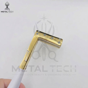 Gold <b>Titanium</b> Hair Extension Tape Press Pliers, White Coated Grip Handles, Perforated Head Frame, Silicone Cushion Clamp - Product Image 6