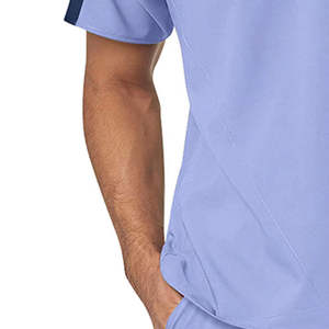 Wholesale Modern Men Medical Scrub Uniform <b>Set</b> Contrast Color V-neck Nursing <b>Doctor</b> Hospital Workwear Breathable Stretch Suit - Product Image 3