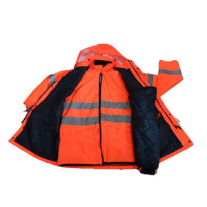 เสื้อฮู้ดสะท้อนแสงกันน้ำสำหรับงานก่อสร้าง ผ้าฝ้ายผสมโพลีเอสเตอร์ 240GSM แขนยาว ชุดยูนิฟอร์มทำงานแบบกำหนดเองได้ - Product Image 6