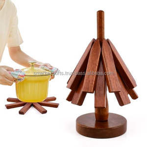 Juego de salvamanteles de árbol de madera imprescindible, posavasos para platos calientes, ollas, accesorios decorativos de cocina, alfombrillas resistentes al calor, almohadillas protectoras - Product Image 3