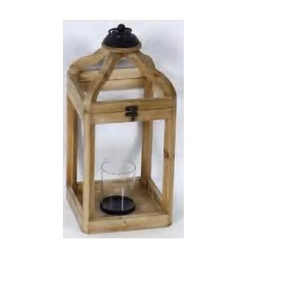 Lanterne décorative en verre avec cadre en bois de sapin classique, respectueuse de l'environnement, pour la maison, cadeaux de bienvenue, salon, MULTI CRAFT - Product Image 4