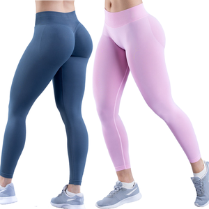 Shorts Deportivos con Logotipo de Marca Personalizado, Cintura Alta, Resistentes a las Arrugas, Cintura Elástica, para Gimnasio, Yoga, Sólidos, Sin Costuras - Product Image 1