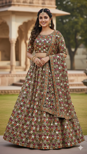 Tela Fox Georgette con trabajo de espejo de Gemini, tela Fox Georgette Premium de Lujo con exquisito trabajo de espejo real hecho a mano. - Product Image 3