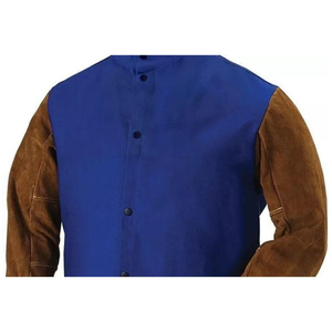Chaqueta de Soldadura Resistente al Fuego, Mangas de Cuero, Cuerpo de Algodón FR, Chaqueta de Seguridad Resistente al Calor, Ropa de Protección Industrial OEM - Product Image 4