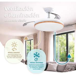 Ventilateur de plafond LED 72w 7590LM avec télécommande, moteur DC, minuterie, 6 vitesses, pales rétractables, 3 - Product Image 5