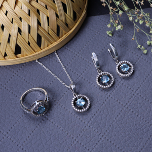 Juego de Joyería de Plata 925 con Topacio Azul, Regalo para Mujer, Moderno, de Alta Calidad, Hecho a Mano, para Boda, Compromiso, Venta al Por Mayor - Product Image 4