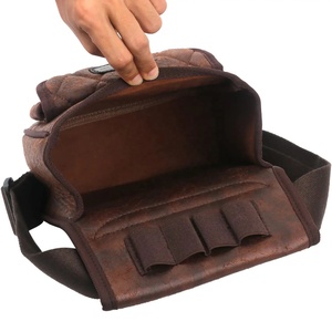 Sac Vintage en cuir pour pièges à tir, 4 boucles de coquille, fermeture à crochet et boucle, poche utilitaire pour tir de chasse, sac de coquille - Product Image 5