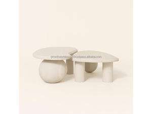 Modern Nesting Coffee Table Set of 2 Solid Wood Double Coffee Table Designer Double Coffee Table Set Wooden Nesting Center Table - Product Image 6