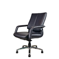 Chaise de bureau pivotante ergonomique de style exécutif moderne en cuir synthétique, dossier mi-haut, hauteur réglable, roulettes robustes en aluminium