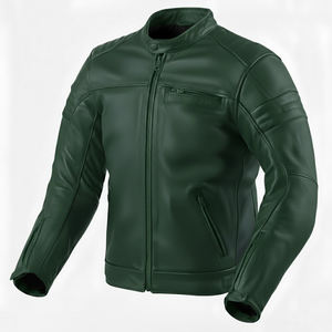 Nouvelle veste de motard matelassée en cuir 100 % véritable pour homme, style rétro vintage rouge, zippée, collection 2026 - Product Image 4