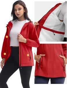 Chaqueta cortavientos impermeable con capucha, informal, estilo urbano, con bloques de color, plegable, para viaje. - Product Image 5