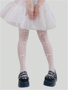 Collants 3D à nœuds en polyester pour femmes, fins, transparents, résille, style Kawaii Lolita, pour soirée - Product Image 2
