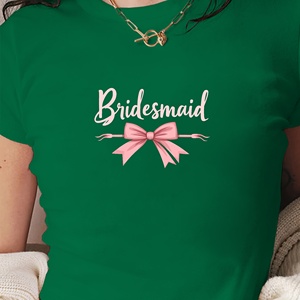 Camiseta Corta de Punto con Estampado Ajustada al Cuerpo Estilo Y2K para Damas de Honor - Product Image 3