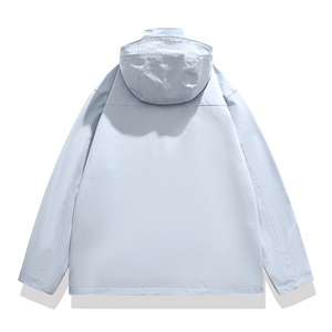 เสื้อแจ็คเก็ตผู้ชายแบบสั่งทำพิเศษ OEM น้ำหนักเบา ขนาดใหญ่พิเศษ ผ้าโพลีเอสเตอร์ไนลอนเนื้อนุ่ม พิมพ์ลายทั้งตัว  แบบมีฮู้ด กันลม พิมพ์ลายแบบ Sublimation ทั่วตัว - Product Image 2
