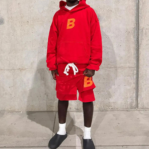 Ensemble sweat à capuche et jogging pour homme personnalisé, 100 % coton délavé à l'acide, grande taille, coupe oversize, broderie vierge, ensemble court pour homme - Product Image 2