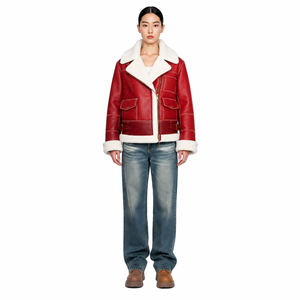 Women's Premium Cowhide <b>Leather</b> B-3 Heavy <b>Winter</b> Aviator Bomber <b>Jacket</b> with Faux Fur Lining - Product Image 1