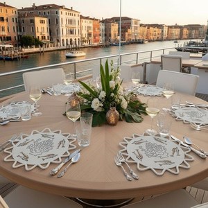 Luxury High End Handmade beaded Placemat 'The Ocean' in <b>White</b> - Product Image 3