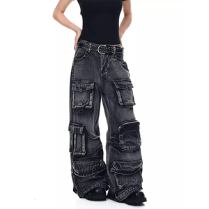 Jeans de Mezclilla Sólidos, Rectos, Oscuros, Casuales y Transpirables para Hombre, Venta al Por Mayor Directa de Fábrica, con Bordado, para Verano, Otoño e Invierno - Product Image 2