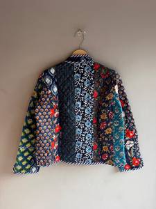 <b>Quilted</b> cotton <b>jacket</b> women Floral <b>pattern</b> mandarin collar Autumn regular length <b>jacket</b> Patch GIFT FOR HER - Product Image 6