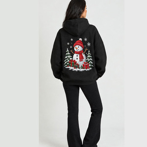 Personalized <b>Christmas</b> Hoodie 100% Polyester Casual Style Custom Sublimation Printed Holiday Pullover Snowman Graphic <b>For</b> <b>Women</b> - Product Image 5