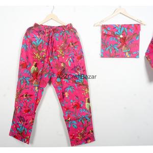 Conjunto de pijama 100% algodón, ropa de dormir estampada, conjunto de pijama de dos piezas con cintura elástica, pantalones y top de manga larga para el verano. - Product Image 4