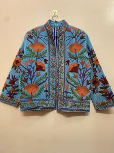 Indian Handmade Embroidered Suzani Jacket Velvet Fabric, Long Sleeves, Ethnic & Customizable Design, Perfect for <b>Winter</b> Wear - Product Image 2