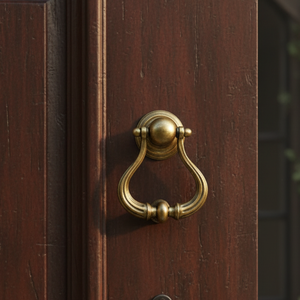 Antique Lyra Brass Door Knocker | Vintage Style Entrance Door Knocker | Heavy Duty Decorative Main Door <b>Hardware</b> for Home - Product Image 3