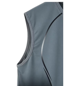 Men's Customized Gray Sleeveless Tank Top O-Neck Solid Color Casual Breathable Knitted Polyester/Cotton Athletic Wear - Product Image 5