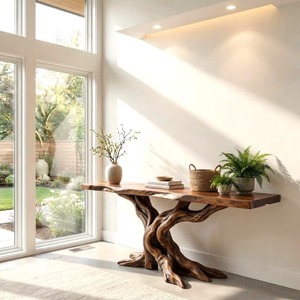 Table console en bois massif moderne minimaliste faite à la main pour la maison, pour le salon, l'hôtel, la salle à manger, l'appartement, l'entrée, courbée naturellement - Product Image 2