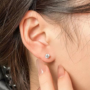 Pendientes de Diamantes Cultivados en Laboratorio de Oro Sólido de 18K Unisex, Modernos, Solitarios, para Boda, Compromiso, Aniversario, Fiesta, Joyería Fina - Product Image 3
