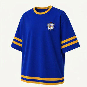 เสื้อยืดแขนสั้นสีน้ำเงิน Sigma Gamma Rho Sorority สำหรับผู้ชาย แต่งขอบสีทอง พร้อมตัวอักษรกรีก SGR เสื้อยืดลำลองผ้าฝ้ายสำหรับผู้หญิง - Product Image 1