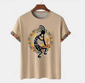 <b>Men's</b> Short Sleeve O-Neck Knitted T-Shirt <b>Animal</b> Print Regular Fit Casual Style 100% Cotton Breathable - Product Image 1