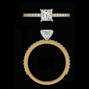 Anillo de Compromiso con Diamante Corte Princesa, Chapado en Oro Amarillo de 14k y 18k, Certificado IGI, Anillo de Boda de Lujo, Joyería Nupcial Elegante Cuadrada - Product Image 3