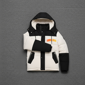 Veste matelassée légère en coton, grande taille, avec blocs de couleur personnalisés, logo imprimé sur mesure, coupe-vent, pour homme, hiver - Product Image 4