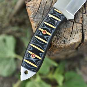 Cuchillo de Caza Forjado a Mano de Acero con Alto Contenido de Carbono, Hoja de Espiga Completa, Mango Ergonómico de G10 y Micarta, para Supervivencia al Aire Libre y Uso Táctico, con Funda de Cuero - Product Image 2
