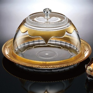 Support à gâteau rond en acrylique transparent de 12 pouces avec cloche en forme de cloche, motif diamant, pour servir - Product Image 3